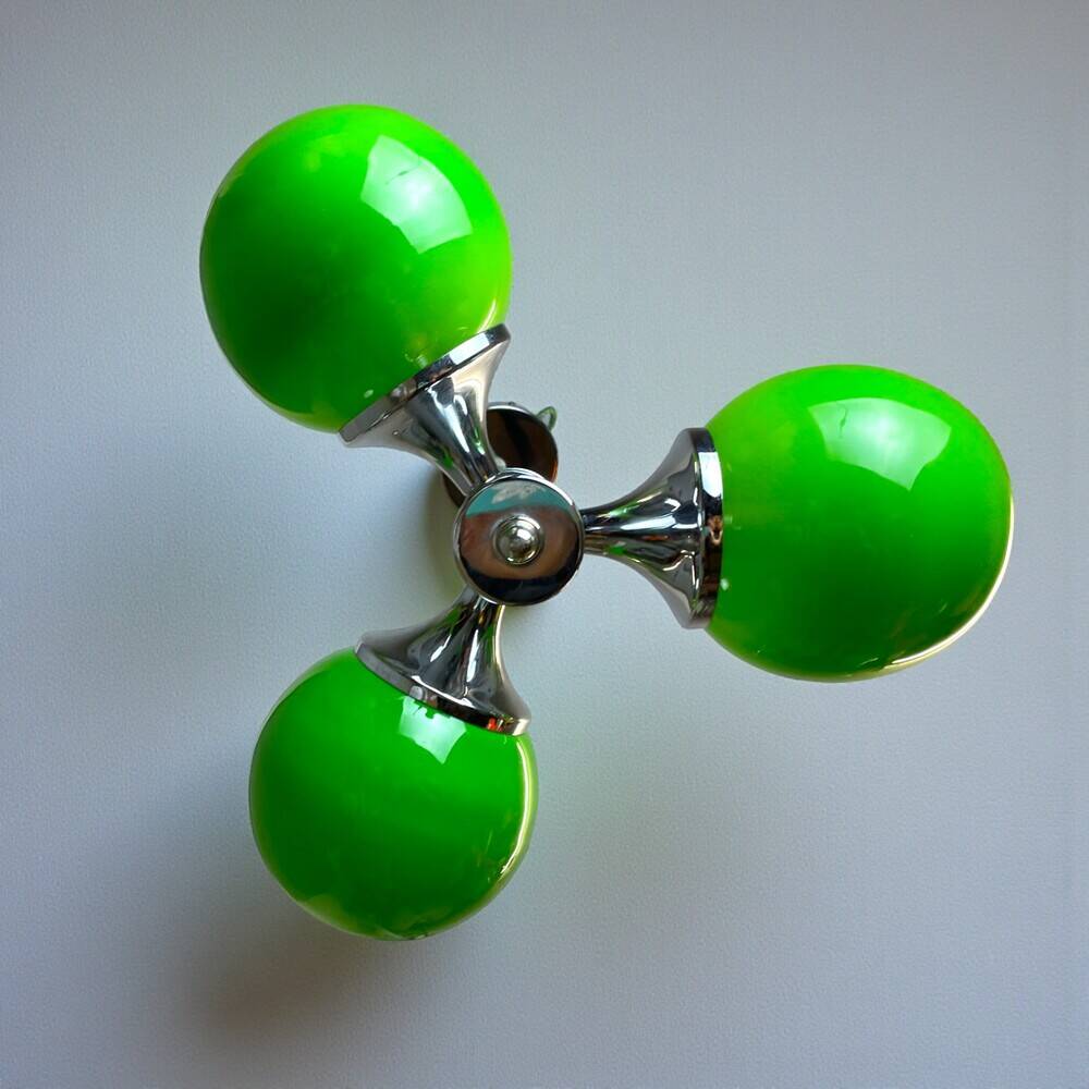 Space Age green glass hanging light