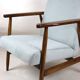 Fauteuil bleu gris vintage, années 1970