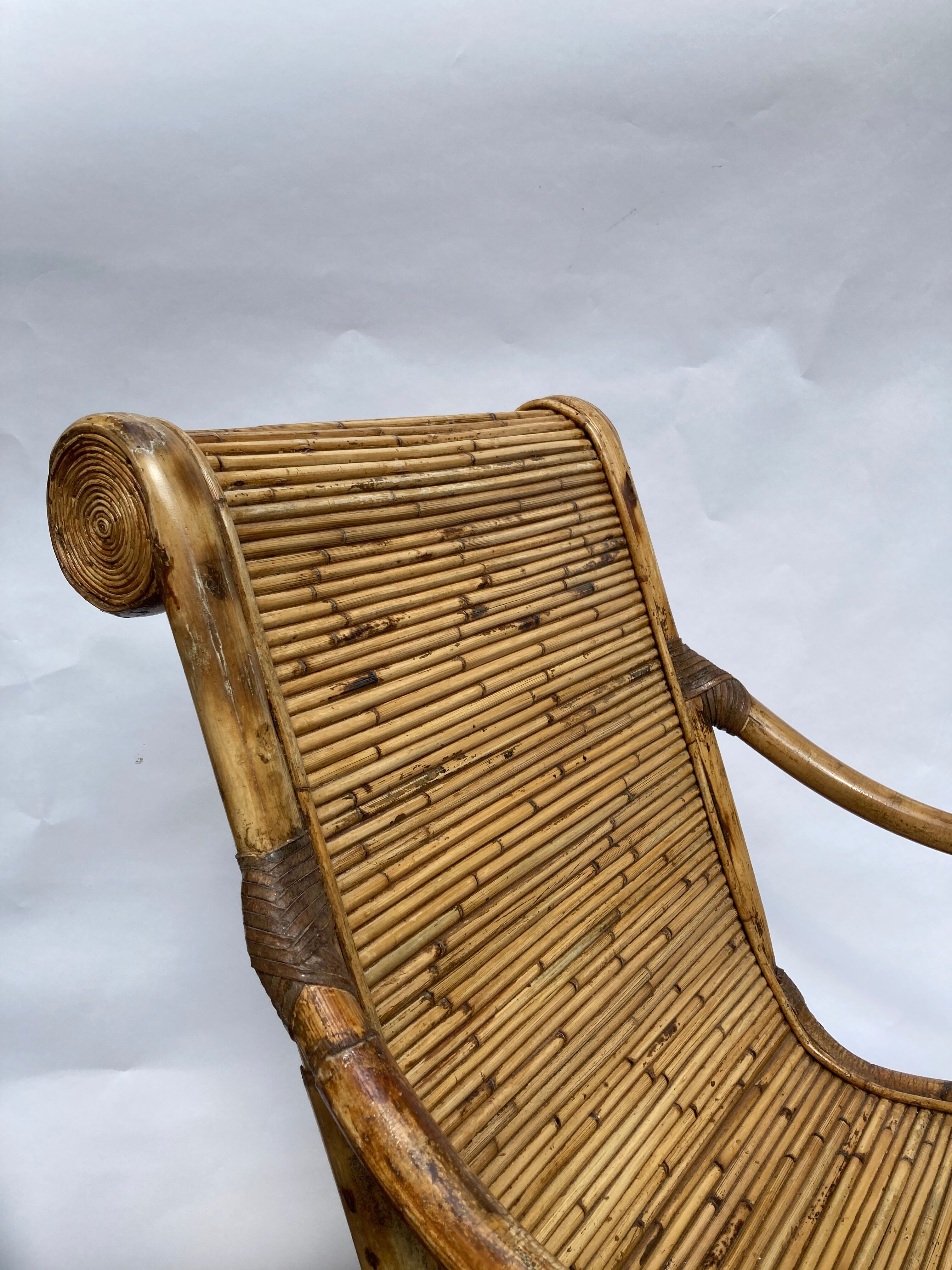 Pair of Vivai del Sud rattan wicker bamboo chairs