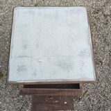 Solid wood bedside table with patinated door drawer