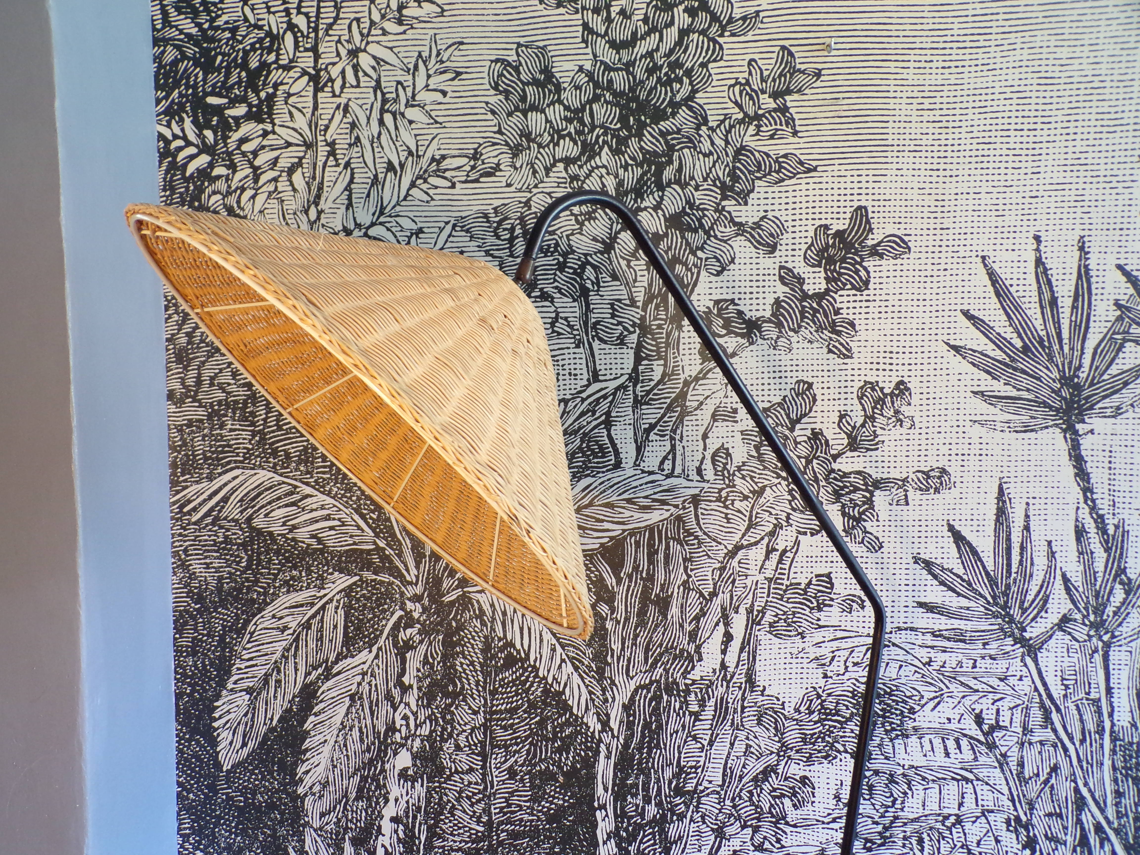 Vintage floor lamp rattan lampshade