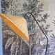 Vintage floor lamp rattan lampshade