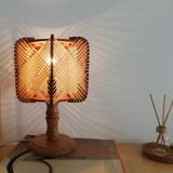 Wood and straw small table lamp 1960