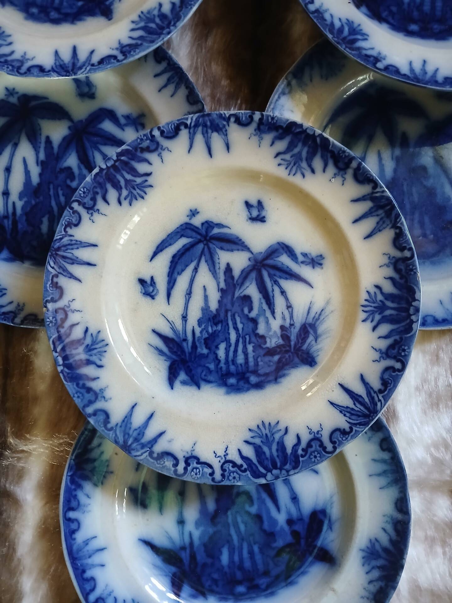 8 very old flat plates made of ironstone