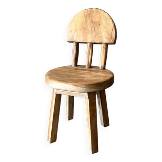 Small child's chair in natural blond teak back with three bars
