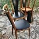 Four vintage beech and skai chairs