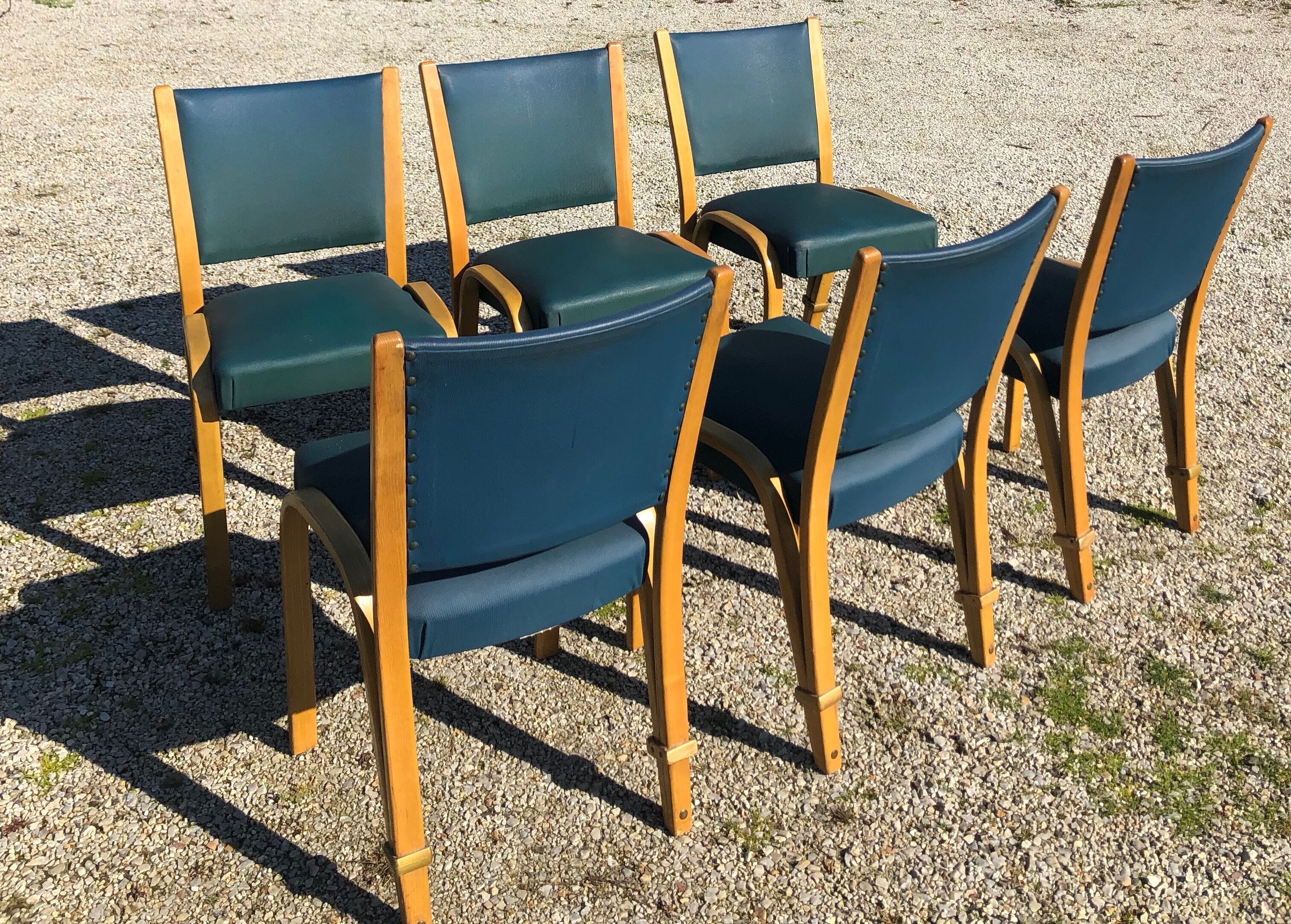 Lot of 6 chairs steiner bow wood model