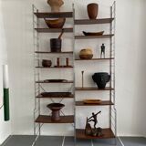Thong shelves on foot steel and vintage wood