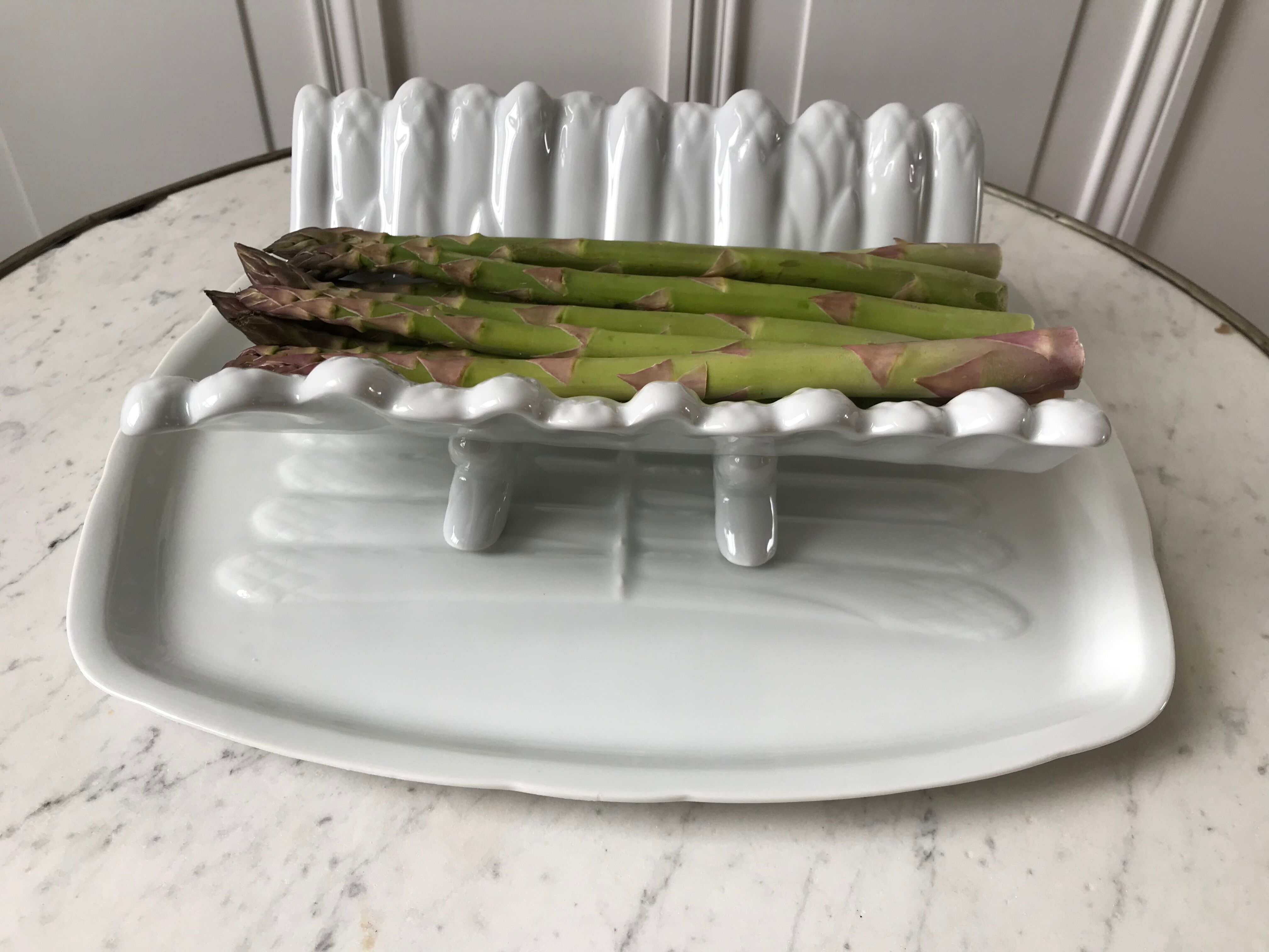 Asparagus dish in slurry early twentieth century