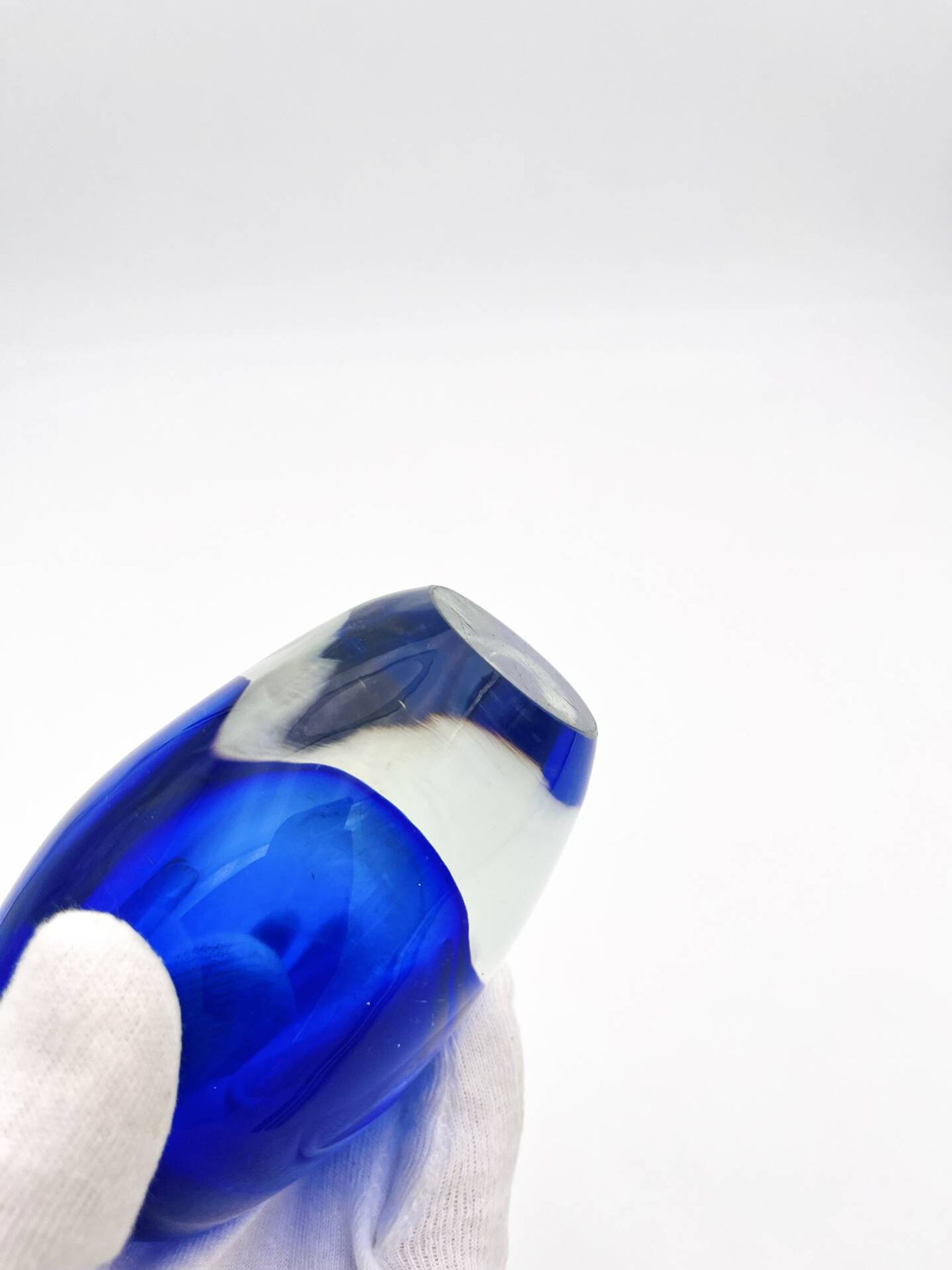 Murano Sommerso Cobalt Blue Vase 11cm 1kg Vintage Art Glass Design 60s
