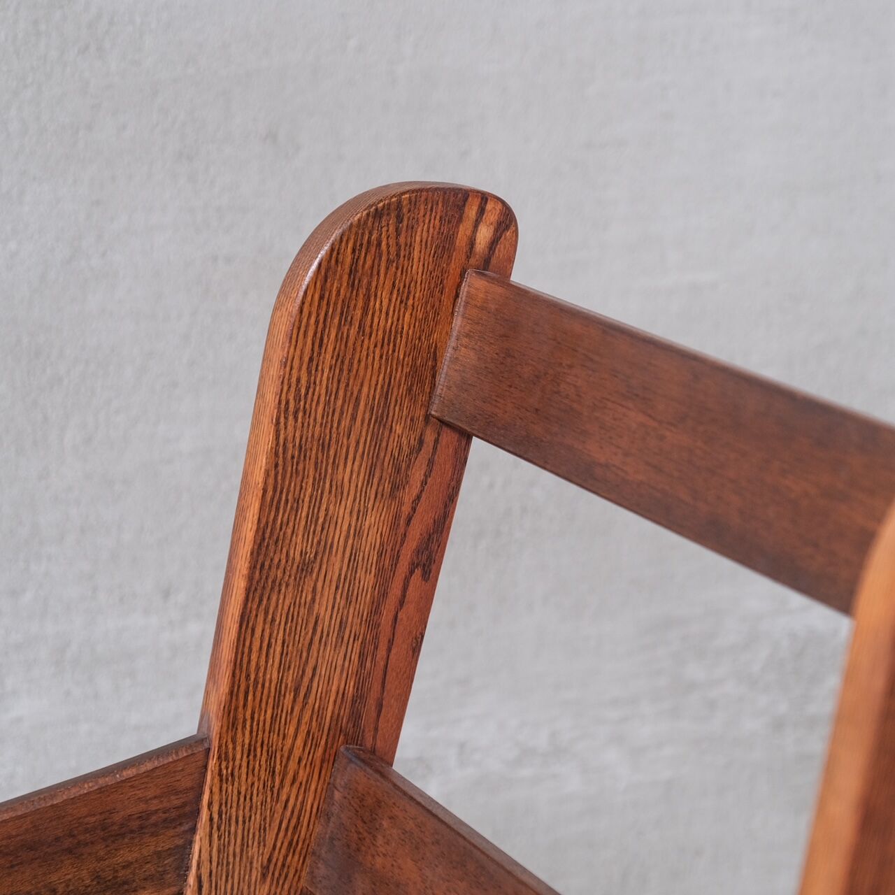 Pair of Oak Brutalist Leather Mid-Century Armchairs