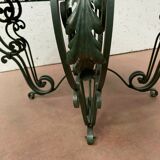 Round living room table in wrought iron and marble XX century