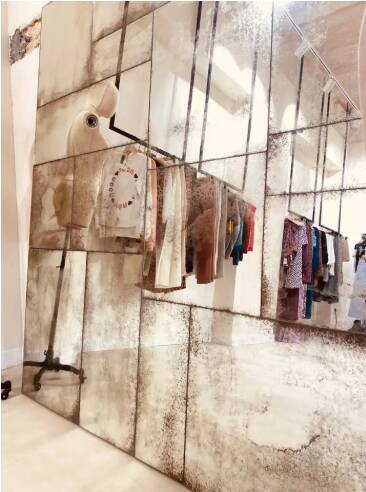 Handcrafted industrial mirrors made to measure with an authentic hand-aged finish, L without a frame.