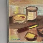 Original Swedish Oil on Canvas – "Breakfast" by Bengt Delefors – Signed "B. Delefors" – Vintage & Framed – 49 × 40 cm (19.3" × 15.7")