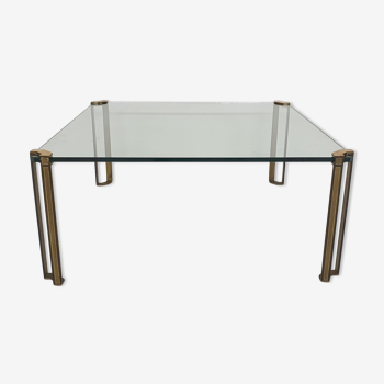 Peter Ghyczy for Ghyczy brass and glass square coffee table, 1970's