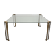 Table basse carrée en laiton et verre par Peter Ghyczy pour Ghyczy, années 1970