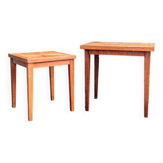 Nesting tables with solid oak and marquetry tops, 1960s