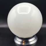 Pair of art deco opaline ceiling ball lamps