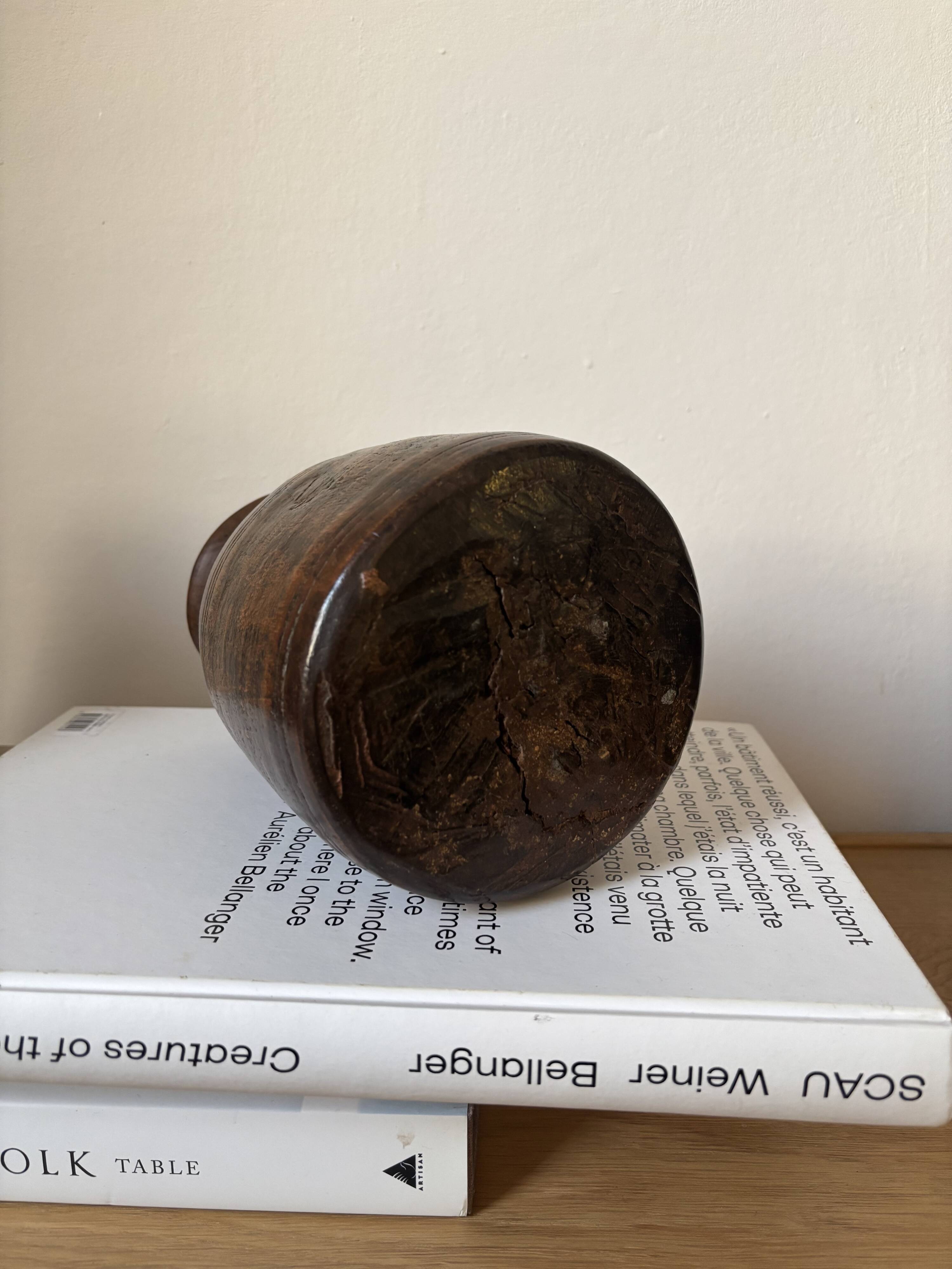 African Vase Solid Wood - Primitive Art - Wabi Sabi Sculpture