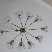 Elliptical brass and glass 10-arm chandelier, 1950s
