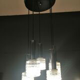 Glass and chrome chandelier by Massive Belgium