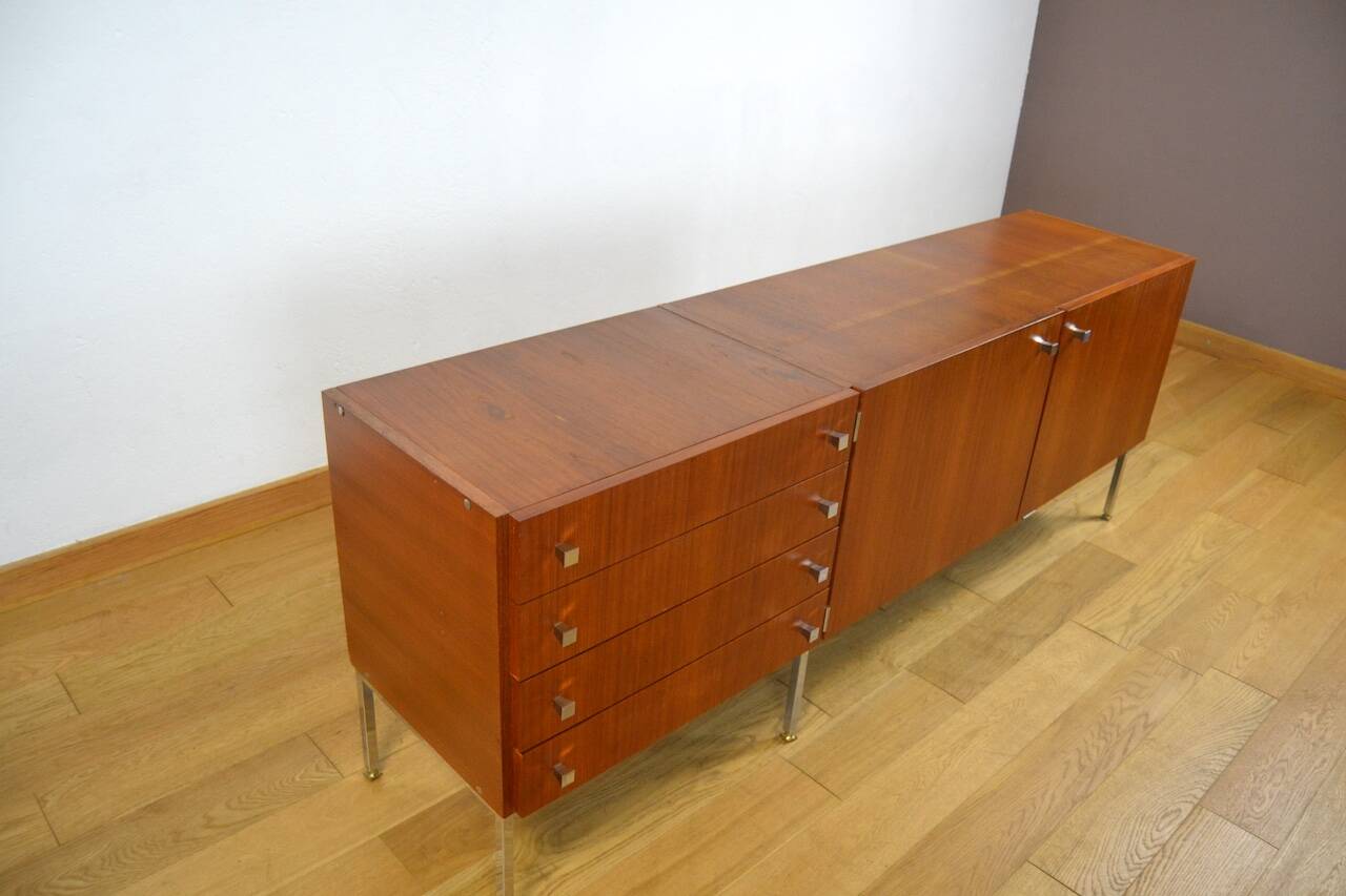 Mahogany Enfilade & Chrome Legs by Luigi Bartolini Vintage 1960