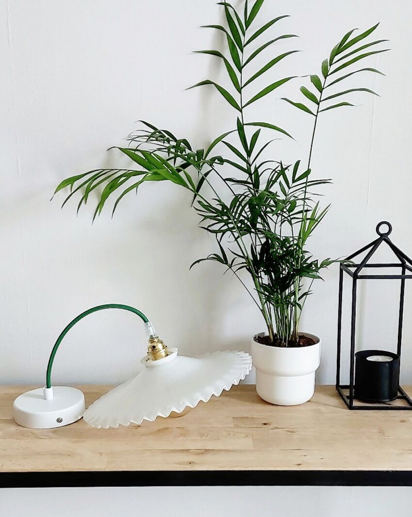 Vintage white opaline pendant lamp