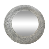 Miroir rotin vintage blanc rond 59cm