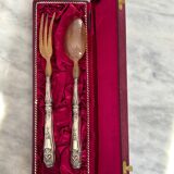 Silver and horn salad servers