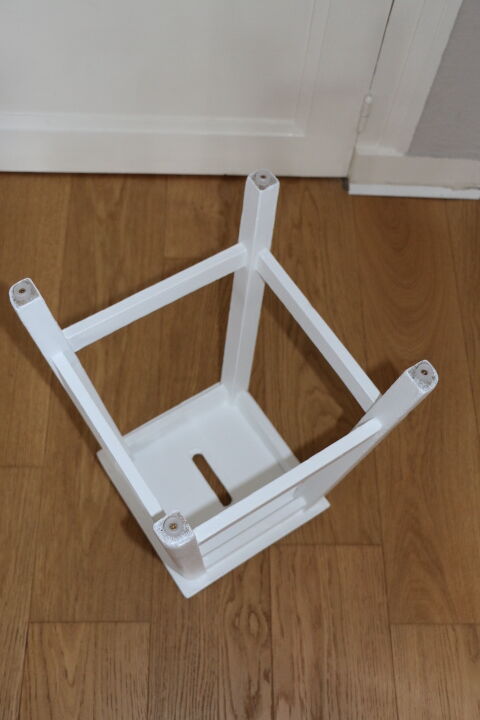 Tabouret bois années 50 blanc