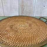 Wicker & brass tray