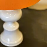 Midcentury Ceramic Danish Table lamp with Orange Shade, 1970s. Denmark