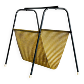 Pilastro magazine rack by Tjerk Reijenga – black metal and yellow mesh