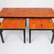 Three nesting tables in orange ceramic, attributed to Roger Capron, 1960