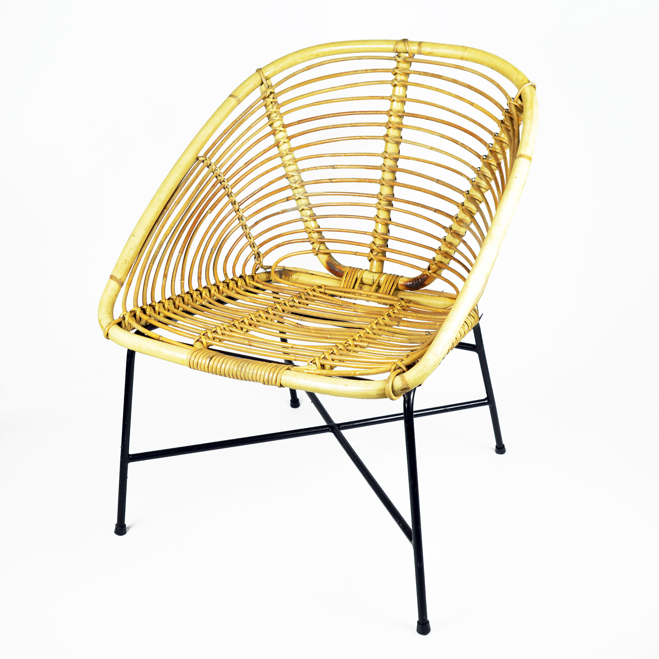1960s Scandinavian modern rattan bucket armchair, Denmark