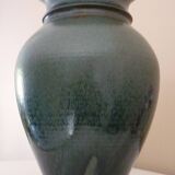 Vase vintage en céramique émaillée, tournée à la main, signature à identifier