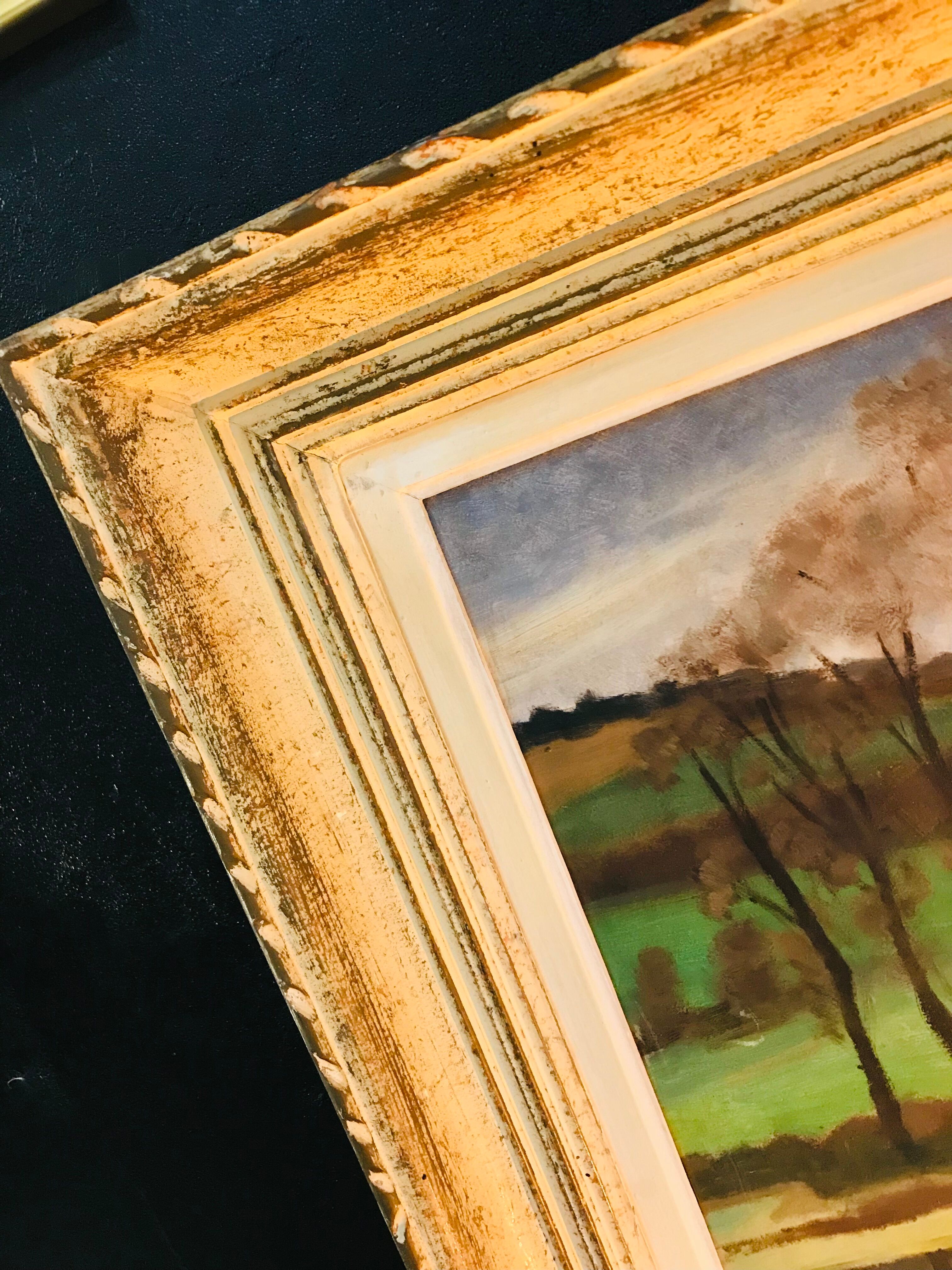 Landscape lake painting 50s