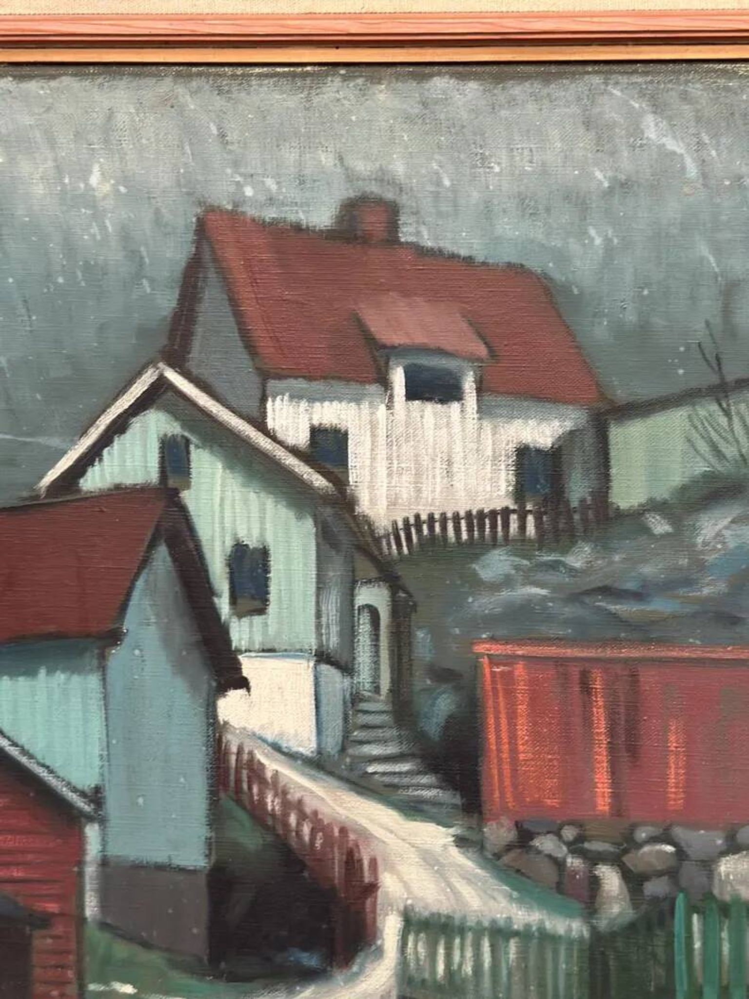 Original Swedish Oil on Canvas – “Stryket, Nordingrå” – Signed – Dated 1959 – Vintage & Framed – 52 × 44 cm (20.5" × 17.3")