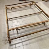 Vintage 2-person rattan headboard bed