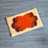 Vintage orange floral wool rug