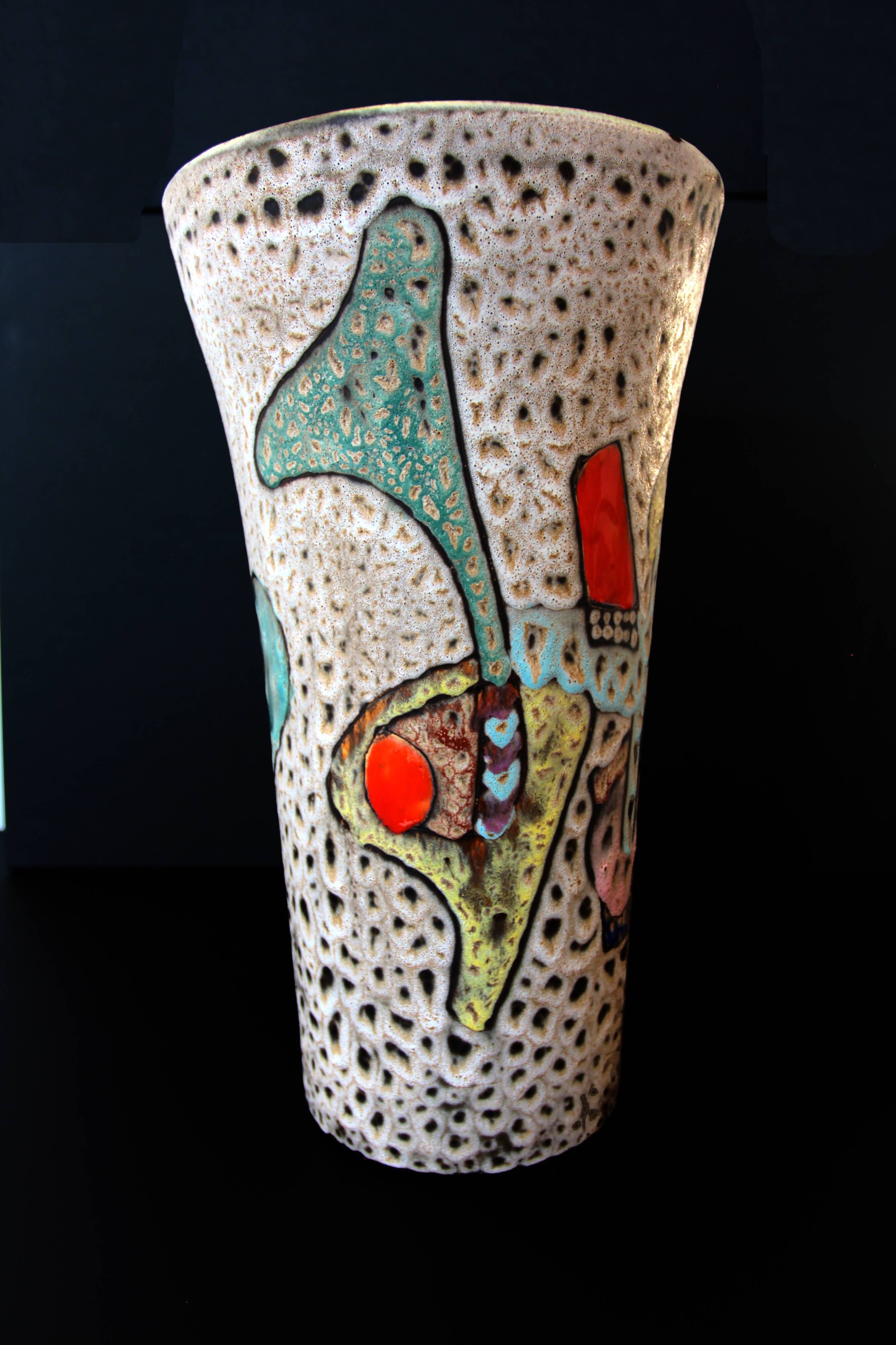 Large free-form abstract vase by Marius Bessone (Vallauris), c. 1950