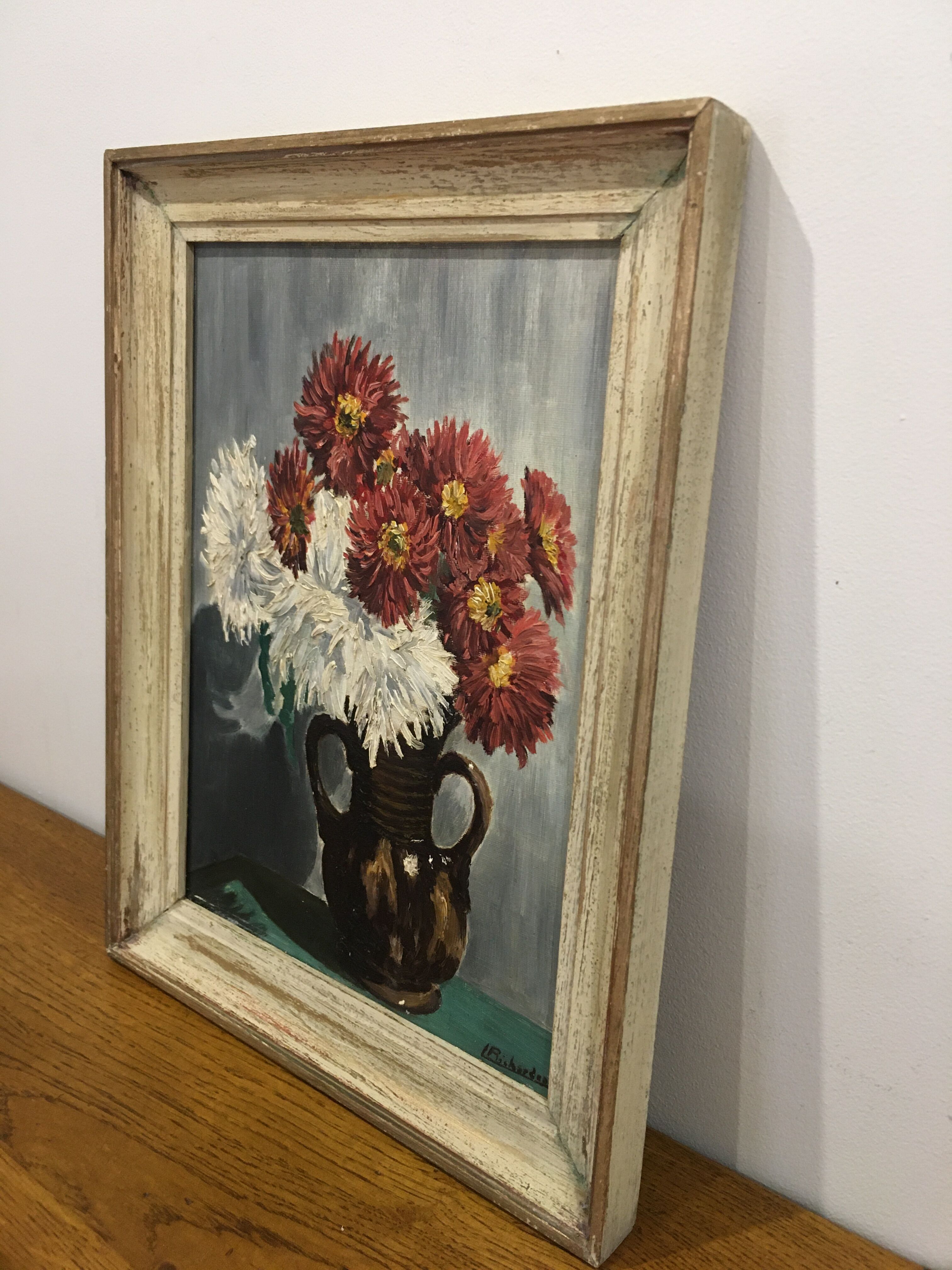 Peinture bouquet de dahlias