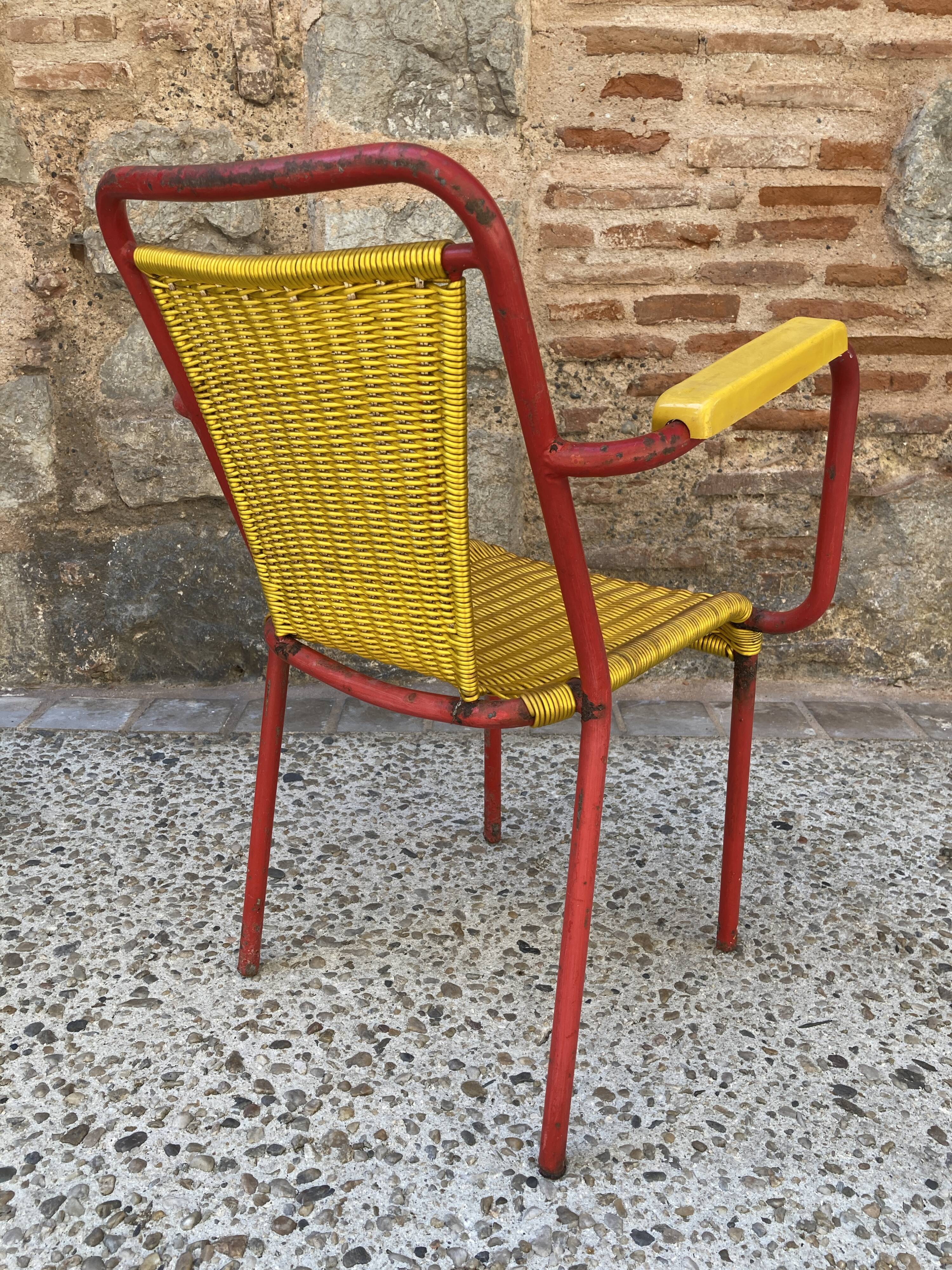 Garden armchair in scoubidou