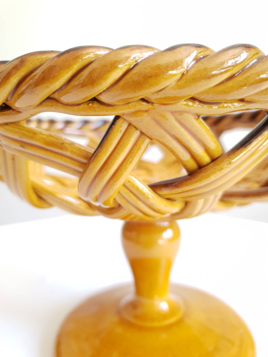 Braided bowl on ceramic base