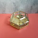 Hexagonal brass and bevelled glass ceiling light
