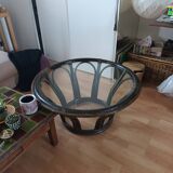 Maugrion editions rattan and glass coffee table