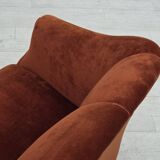 1950s, Danish 2-seater sofa, furniture velour, oak wood legs.