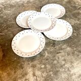 5 dessert plates in white and blue earthenware