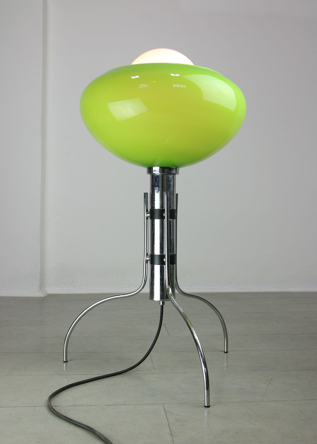 Mid-century Italian Green Glass Floor Lamp