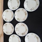 8 MEHUN porcelain dessert plates with barbel decoration